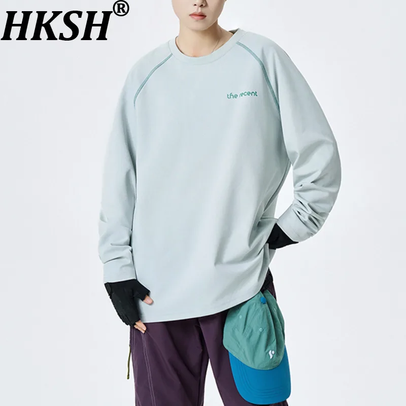 

Мужская футболка HKSH с длинным рукавом, весна-осень, новая коллекция, универсальная, свободного кроя, быстросохнущая, модная, повседневная, с буквенным принтом, модель HK18483