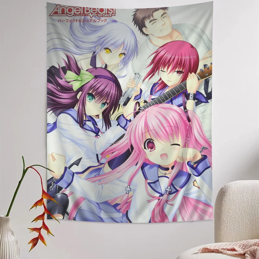 Angel Beats cute Tachibana Kanade Hanging Bohemian Tapestry Hanging Tarot Hippie Wall Rugs Dorm Japanese Tapestry