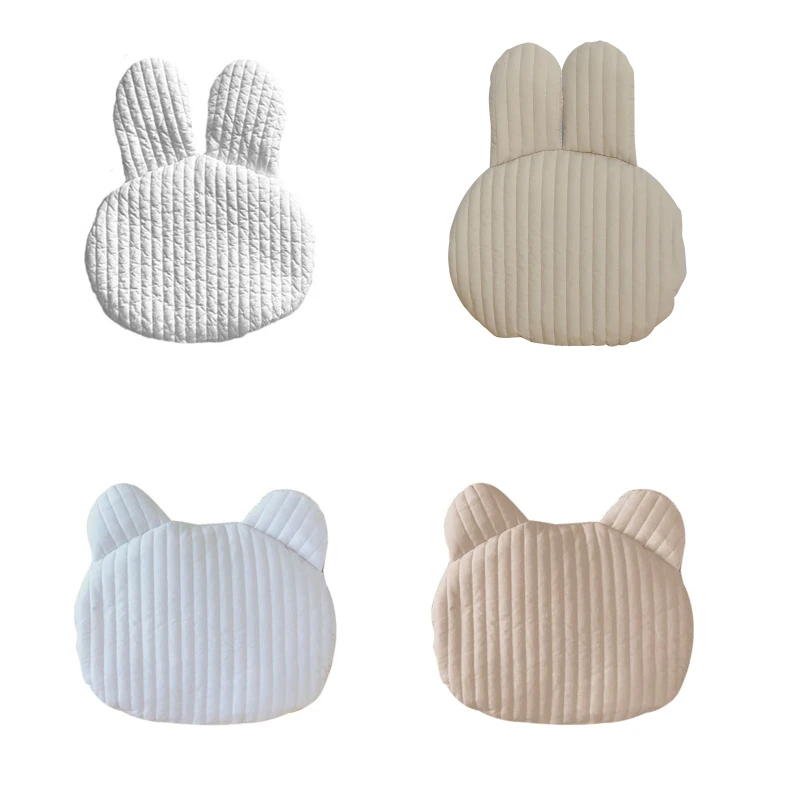 Oreiller en pur coton pour bébé, coussin de soutien de la tête, ours mignon, lapin, plat, respirant, nouveau-né, nourrissons