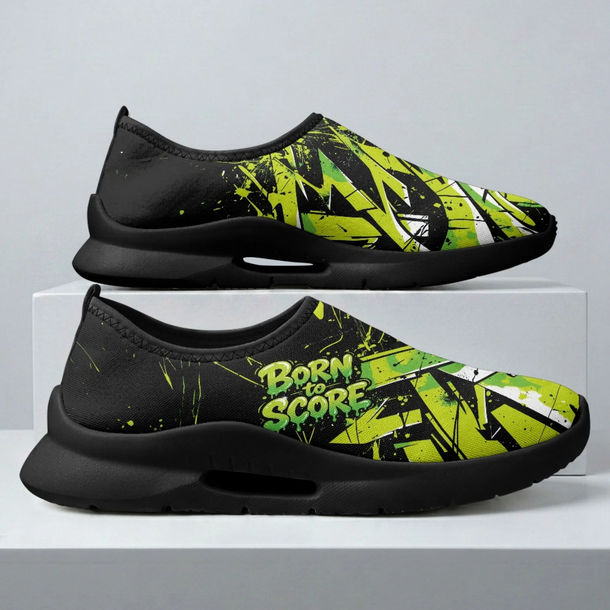XIXIRIMIDO Graffiti Mens Casual Shoes Slip On Walking Sneakers Womens Gym Workout Shoes Breathable Mesh Walking Sneakers 35-48