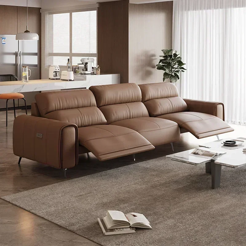 Living room first-class space capsule function modern light luxury small apartment straight row Italian sofa