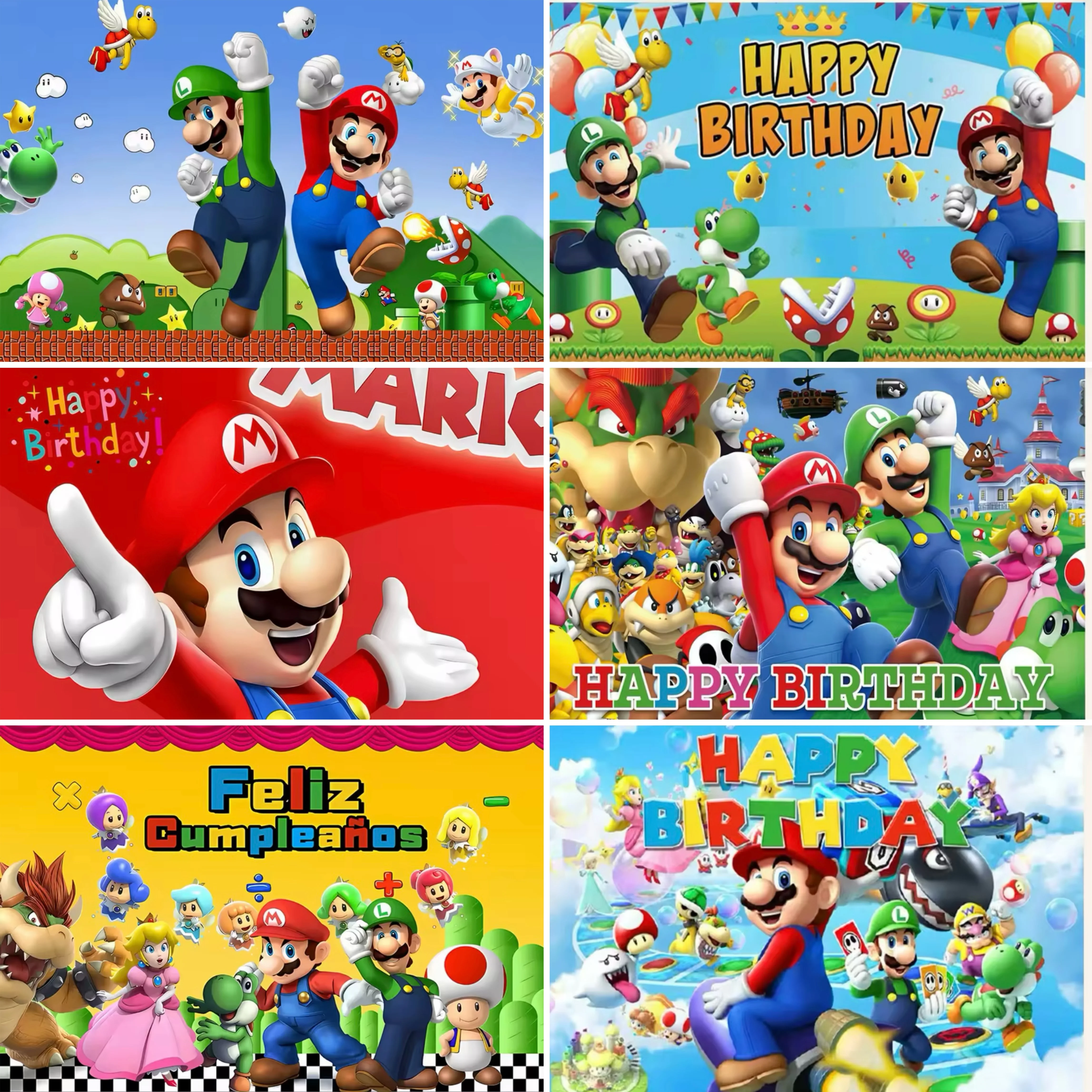 

Cartoon Movie Super M&Mariosed Theme Background Birthday Party Decoration Supplies Banner Kids Boys Game Photo Backdrops Gift