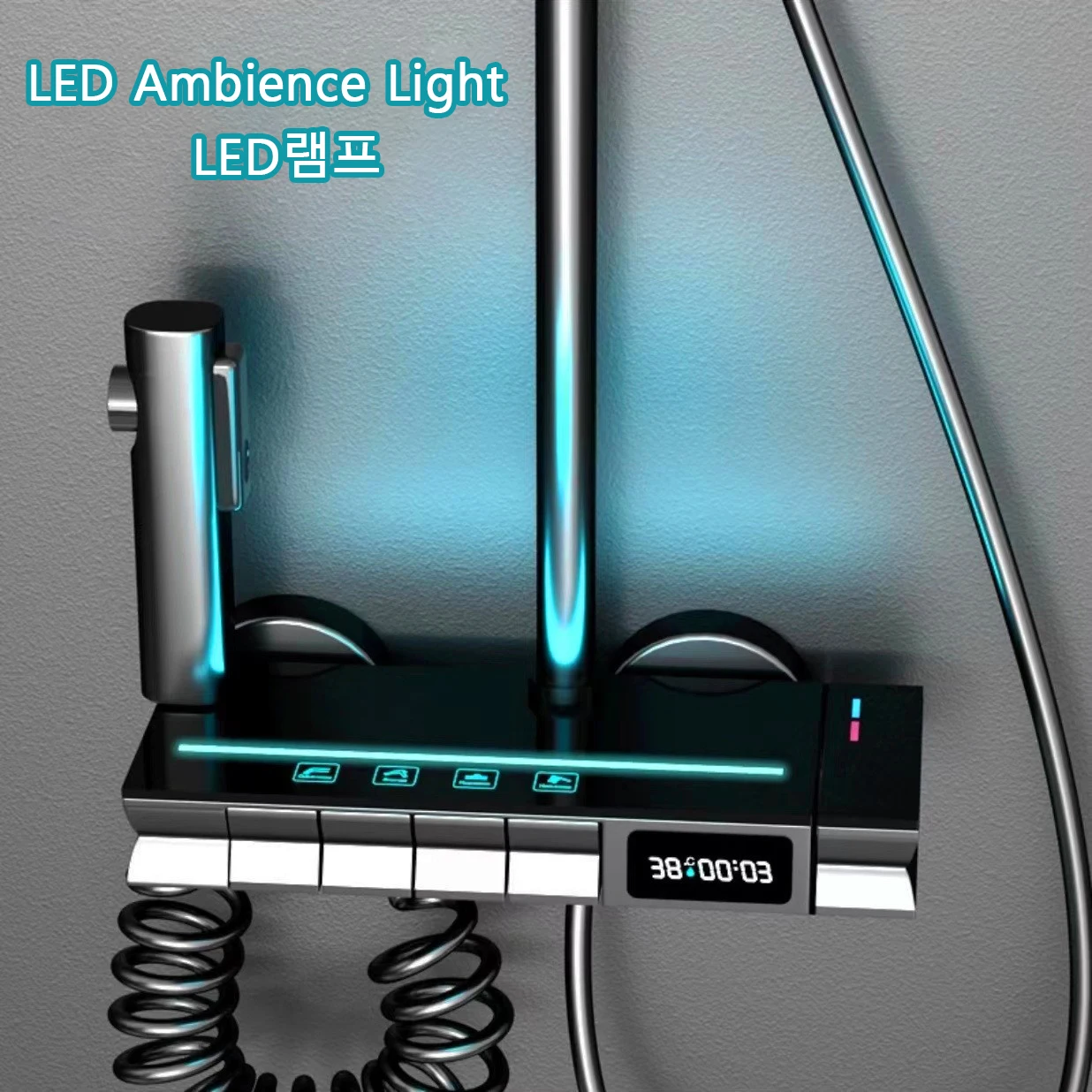 Bad Dusch system LED Licht Dusch kopf Set Messing Spiegel Thermostat Badewanne Wasserhahn Digital