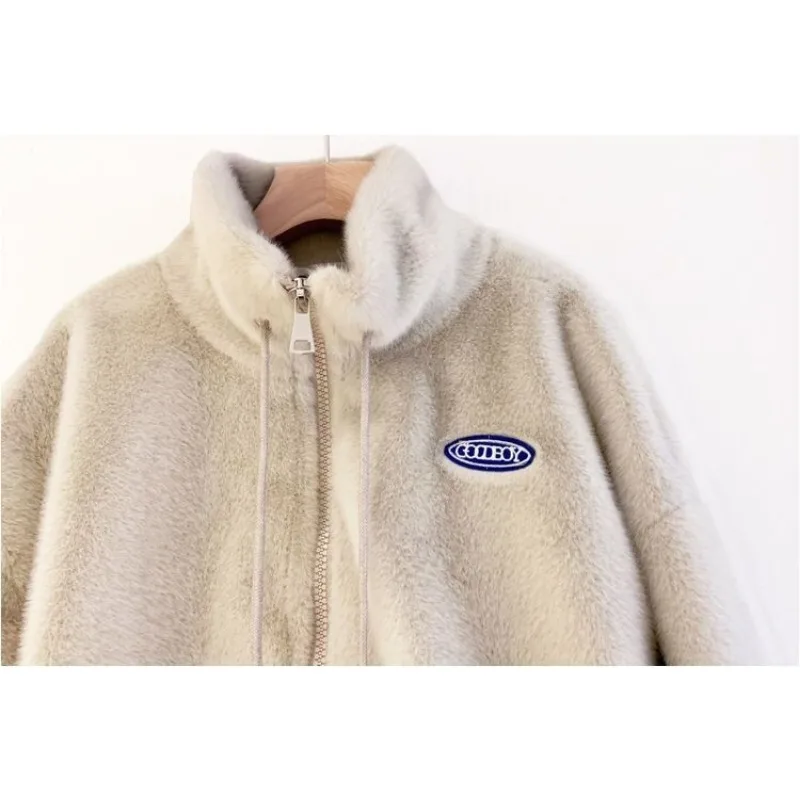 2023 New Women Faux Fur Coat Winter Loose Thicken Warm Outwear Imitation Mink Stand Collar Short Cotton Jacke Fashion Casual Top