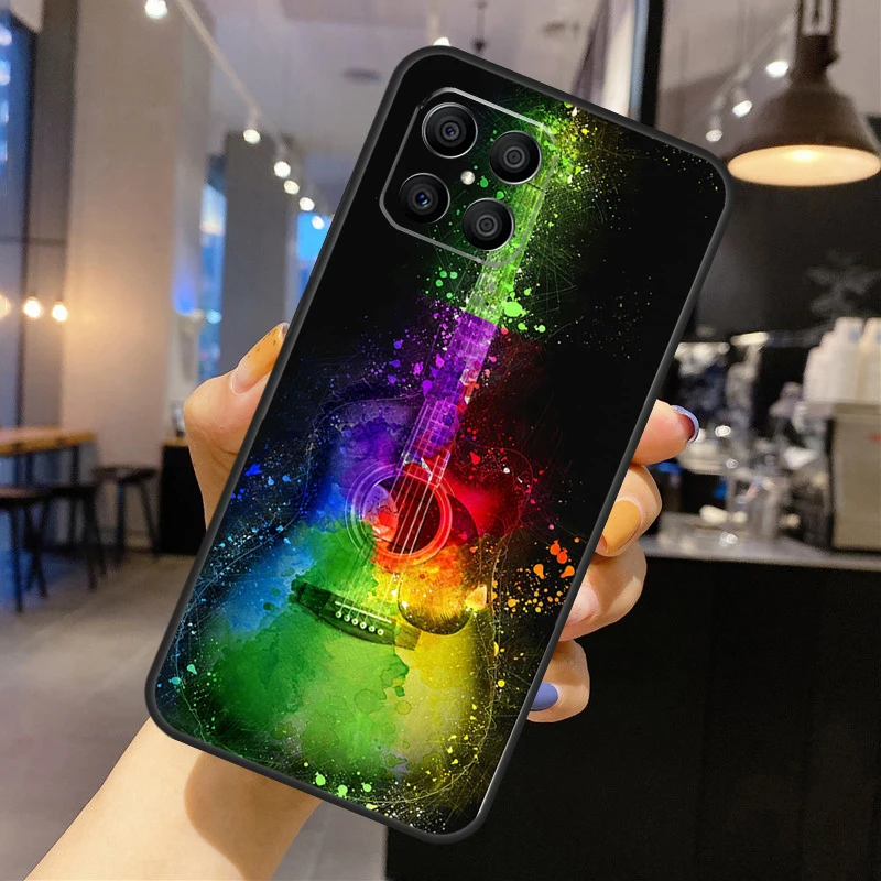 Rock Music Instrument Guitar Case For Huawei Honor 50 X9 X8 X7 P20 P30 P40 Lite P50 Pro P Smart 2021 Nova 9 5T Cover