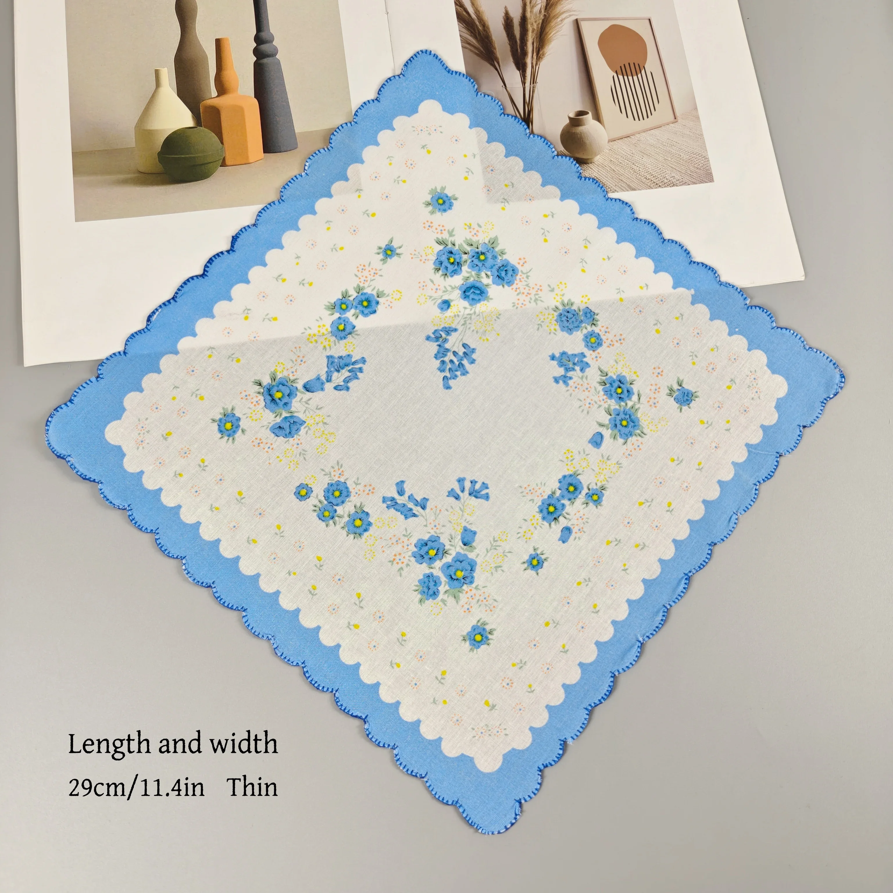 رقيقة يشعر 11.6 بوصة/29.5 سنتيمتر القطن هلال المرأة المطبوعة منديل الرجعية 7 قطعة بدلة أسبوع واحد