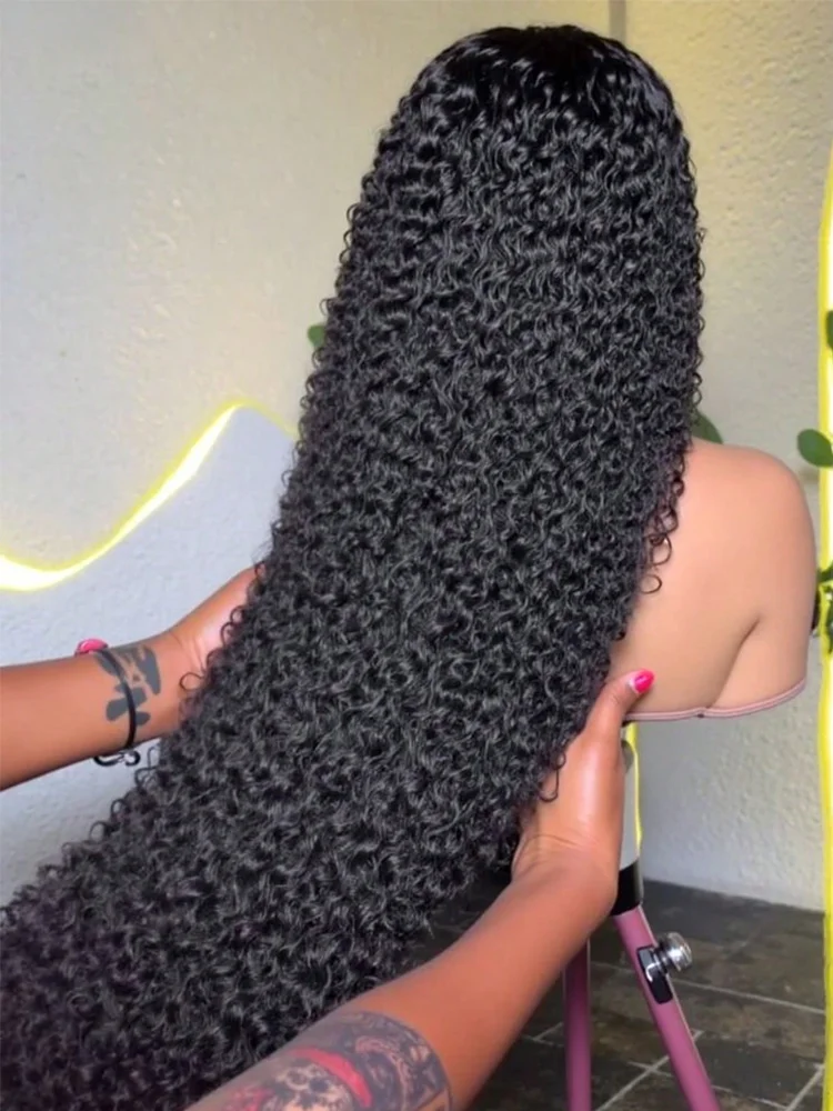 

Kinky Curly 13x6 HD Transparent Lace Front Wigs 250% Density Remy Brazilian Human Hair Pre Plucked With Baby Hair Natural Color