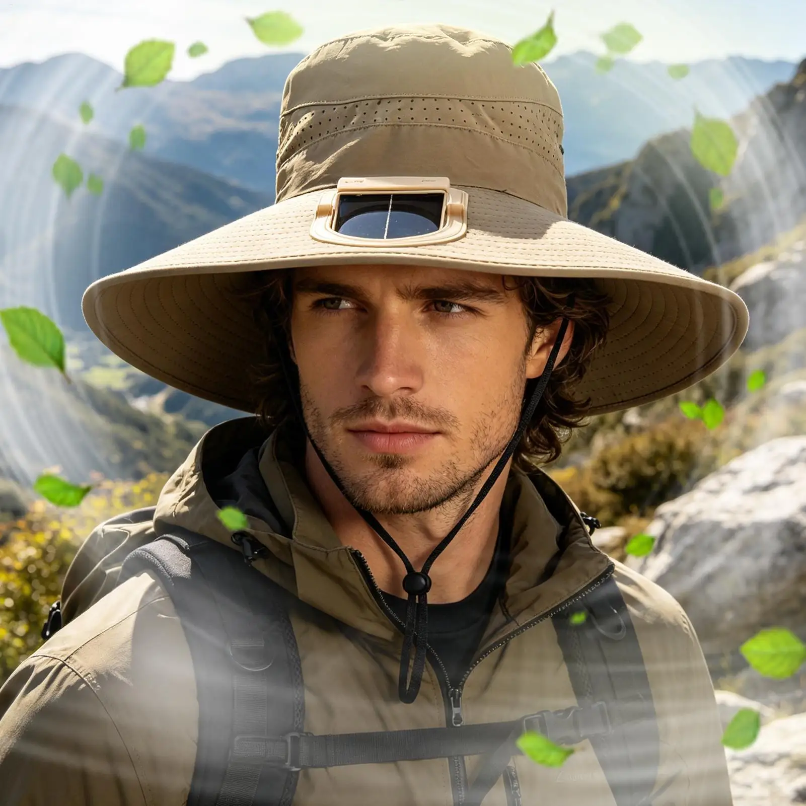 

Hat With Fans Rechargeable Wide Brim Breathable Visor Cap Portable Solar Fan Cap For Day Night Camping Hiking Gardening Sports
