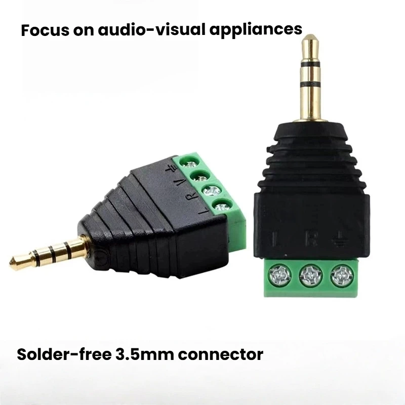

4/10/40 Pcs 3.5mm Stereo Male to AV Screw Terminal Connector for CCTV Audio Video Installations