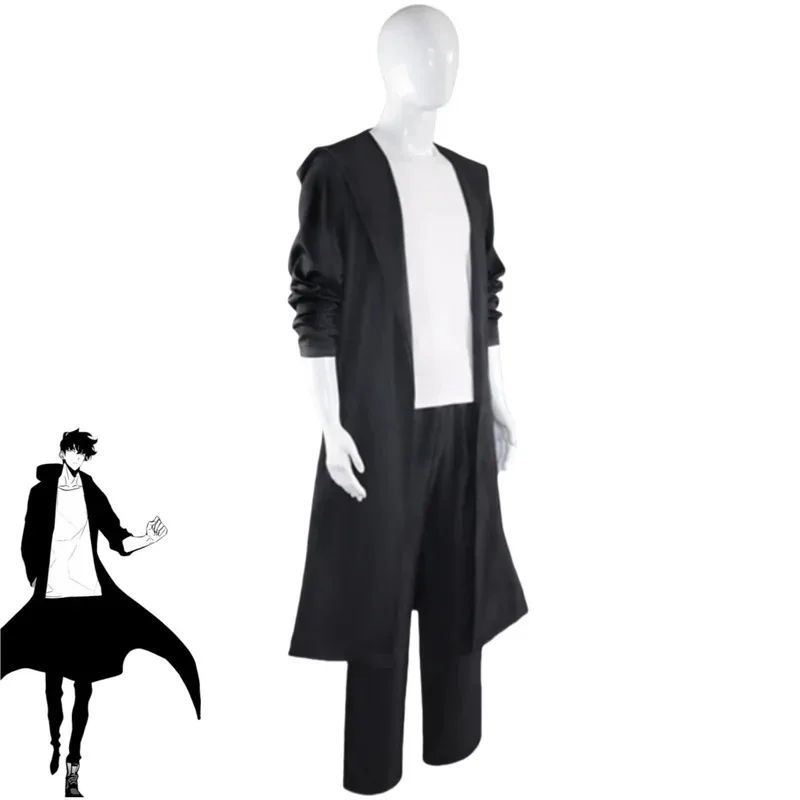 CyAnime Solo Leveling Season 2, Jin Woo Sung, карнавальный костюм Chugong H-goon, черный плащ, футболка, парик, мужской и женский костюм на Хэллоуин