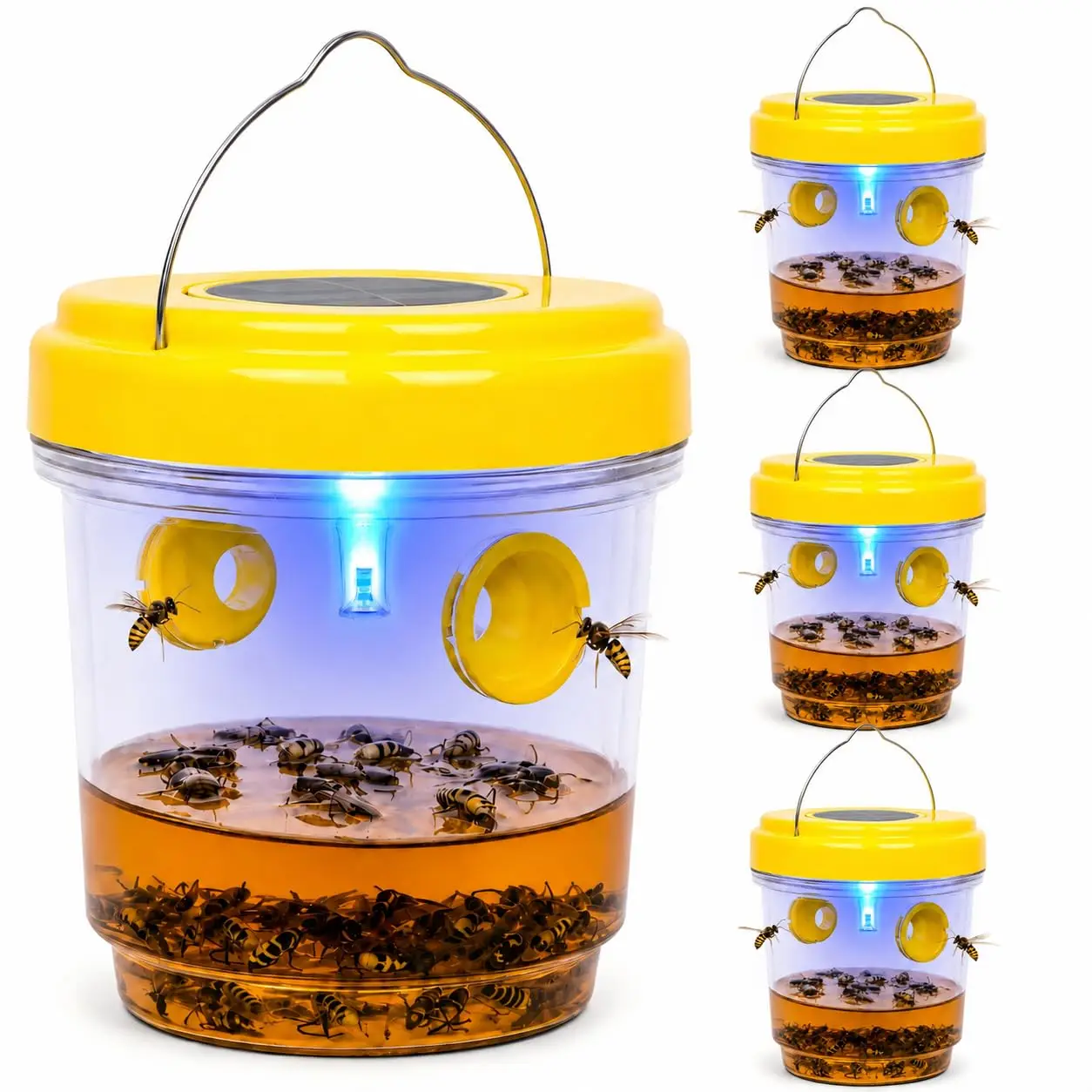 4 Pack Upgrade Wasp Trap Outdoor Hanging, Yellow Jacket Traps, Bee Traps Outdoor Hanging, Carpenter Bee Traps for Outside