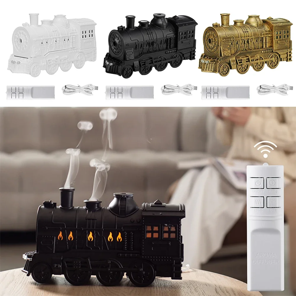 300ml Essential Oil Diffuser in Steam Train Shape Features Automatic Shut Off and Two Spray Modes for Calm Atmosphere