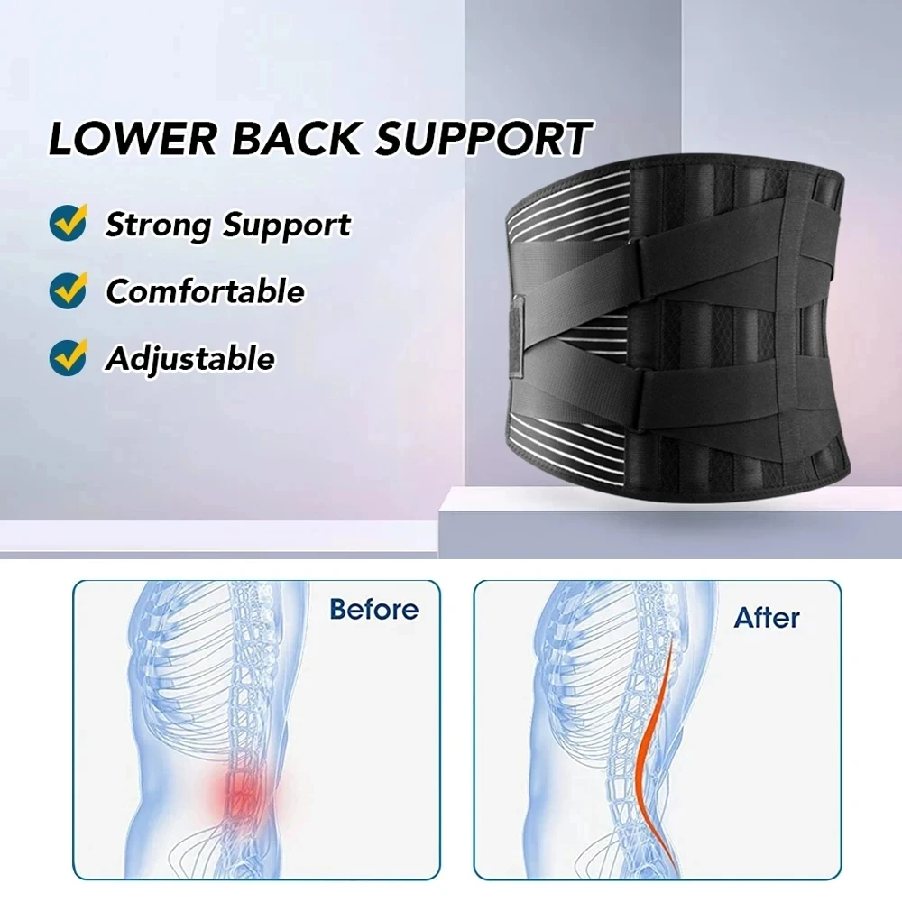 Adjustable Back Support Belt Medical Orthopedic Lumbar Double Pull Breathable for Sciatica with Anti-Skid Relieve Relaxed Waist