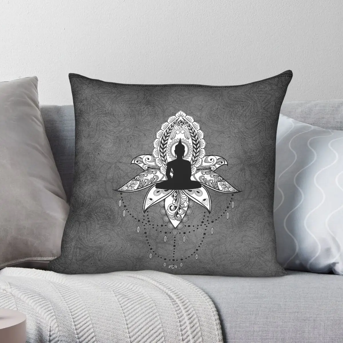 Wonderful Lotus Buddha Zentangle Square Pillowcase Polyester Linen Velvet Printed Decor Pillow Case Car Cushion Cover Wholesale
