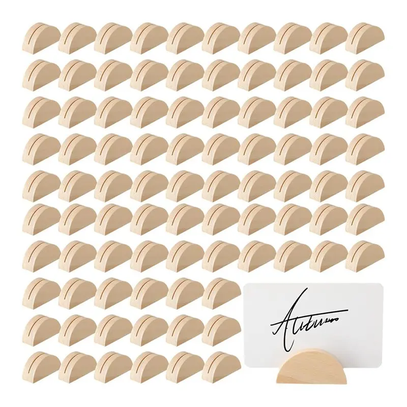 

A04G-Indoor Wood Number Stands 100 Pcs For Wedding Table Name Holder Place Card Holders For Office Tags Photo Menus Party Clip
