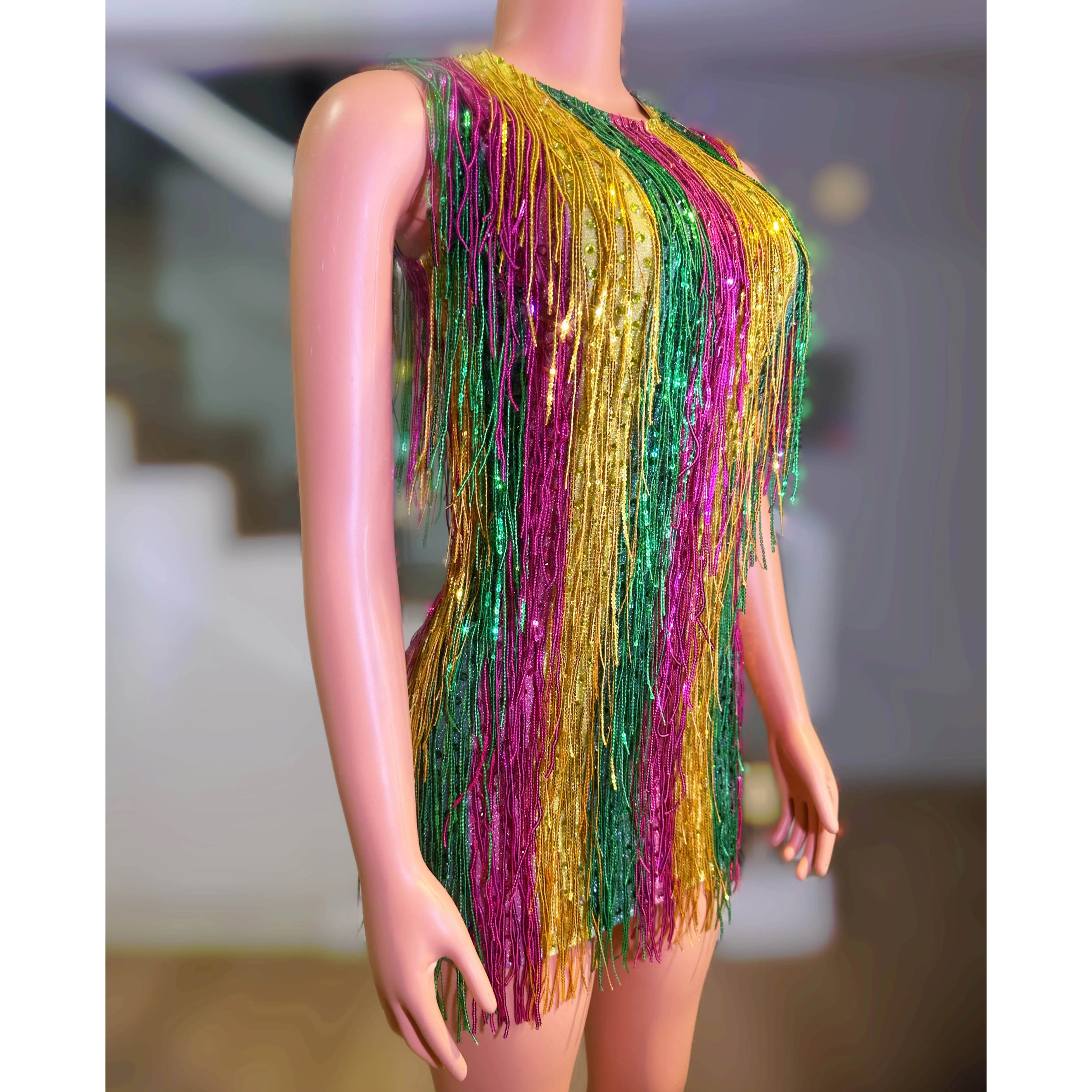 나이트클럽 폴댄스 의상 여성 무대복 여성 가수 공연 고고댄서 의류 페스티벌 파티 레이브 의상 yk033