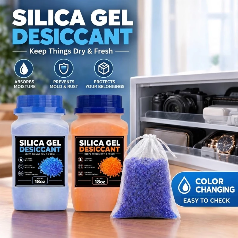 Indicating Silica Gel Desiccant Beads Color Changing Moisture Absorber for 3D Printer Filament Wardrobe Safe Dry Box 18oz