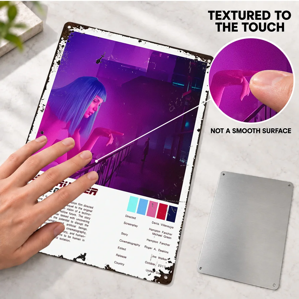 Blade Runner 2049 Hologram Woman Aluminum Poster Personalized Metal Sign Illustrated Wall Art For Home Office, Movie Buff Gift