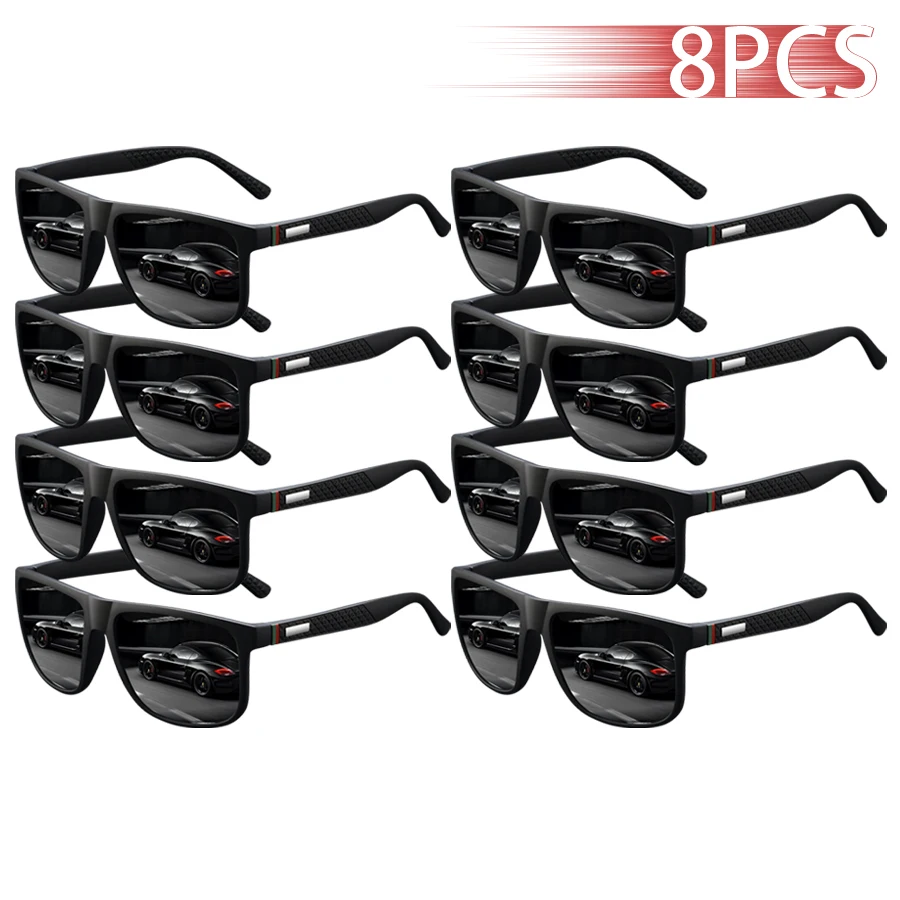 

8 шт. модные классические квадратные солнцезащитные очки UV400 для мужчин и женщин для вождения, рыбалки, красочные модные легкие уличные очки