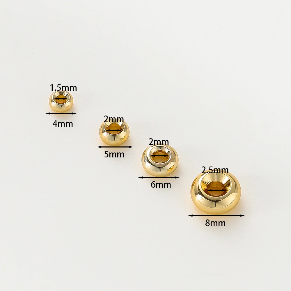 5-20Pcs 14K/18K Gold Plated Flat 4/5/6/8mm Spacer Beads for Necklace Bracelet Jewelry Making Beads Accessories Findings image 2