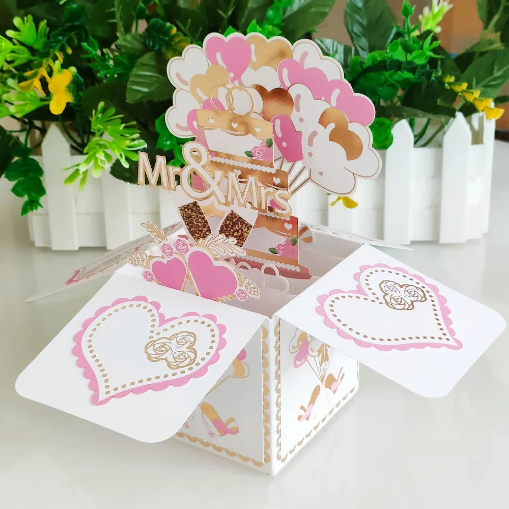 Valentinstag, Geburtstag, Hochzeit, Freundin, Blumenstrauß, Blumengrußkarte, 3D-Popup-Blumenstrauß, Rose/Lilie/Sonnenblume, Papierblumen