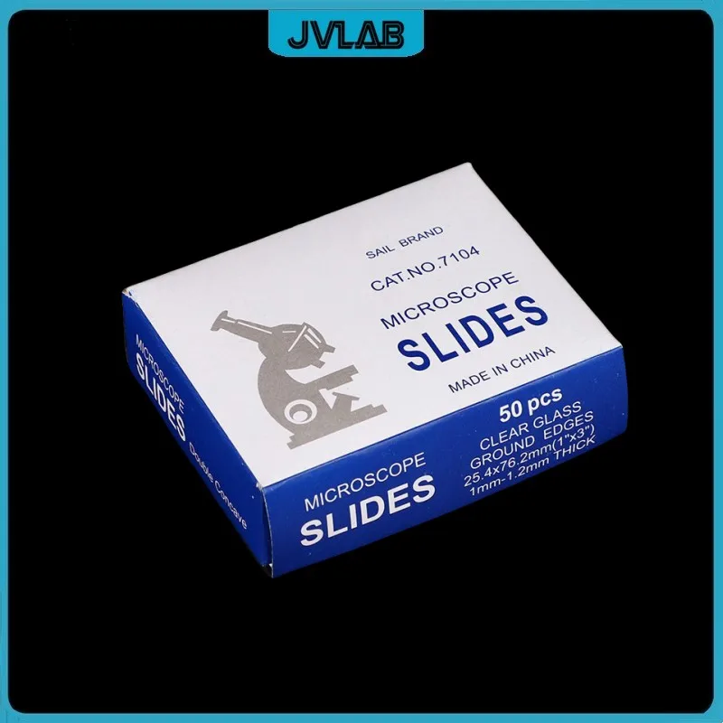 อุปกรณ์เสริมกล้องจุลทรรศน์50ชิ้นสไลด์กระจกใส2ชิ้นขนาด25.4มม. x 76.2มม.