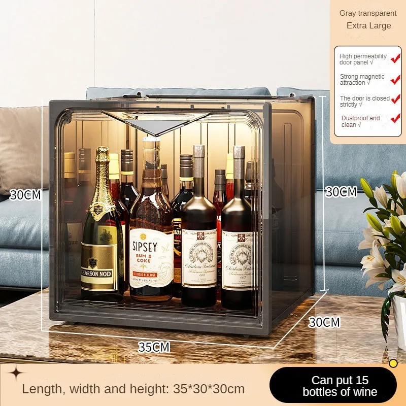 Red Wine Shelves Household Whiskey Wine Layered Storage Cabinets Small Liquor Display Cabinets Removable Shelves for Home Bar