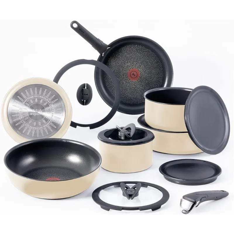 Non Stick Cookware Set 14 Piece, Induction, Oven Broiler Safe 500F, Stackable Cookware, Pots and Pans, RV, Camping