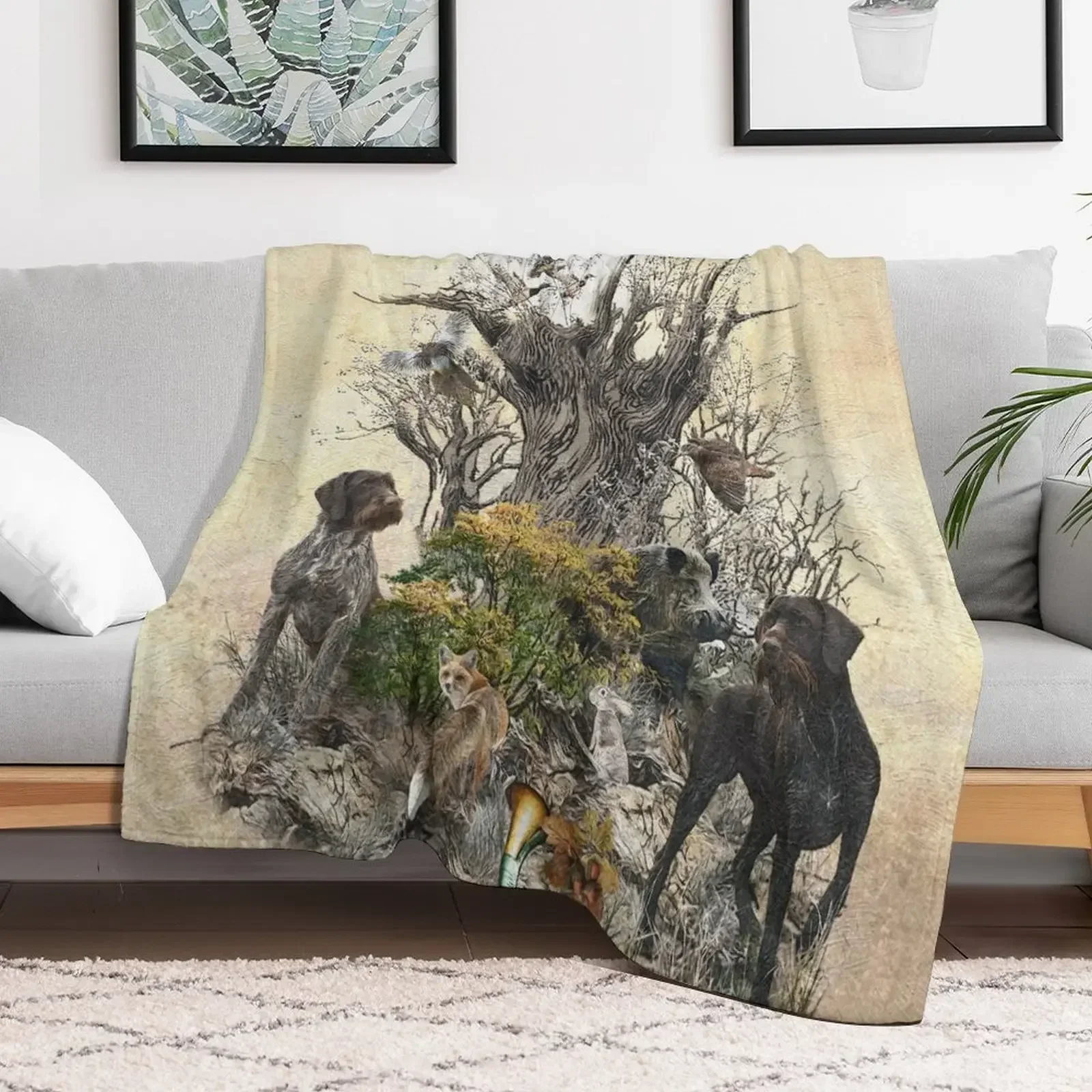 

Deutsch Drahthaar Throw Blanket Thermal Camping Sofa bed plaid Blankets Thins Moving Blankets
