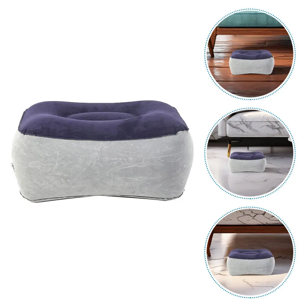 2Pcs Inflatable Travel Foot Cushion Flocked PVC Pillow Portable Leg Support Airplane Footrest Car Outdoor Foot Rest