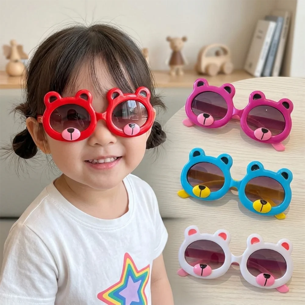 Cute Bear Kids Sunglasses Cartoon Animal Child Sun Glasses Outdoor Beach Eyewear Boys Girls Shades Baby Eye Protection Shades