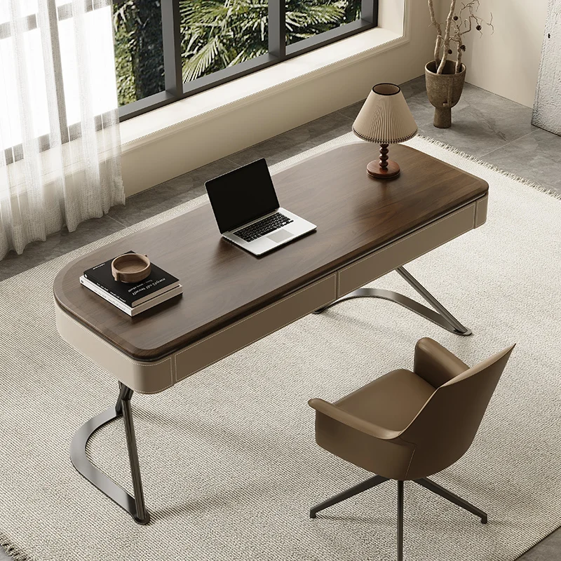 

Modern Minimalist Home Living Room Study Desk Walnut Finish