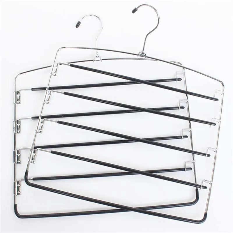 Multi-Layer Stainless Steels Movable Hangers Shelves Organizer Space Saver Closet Hanger Rack Pant Clothes Function Hanger