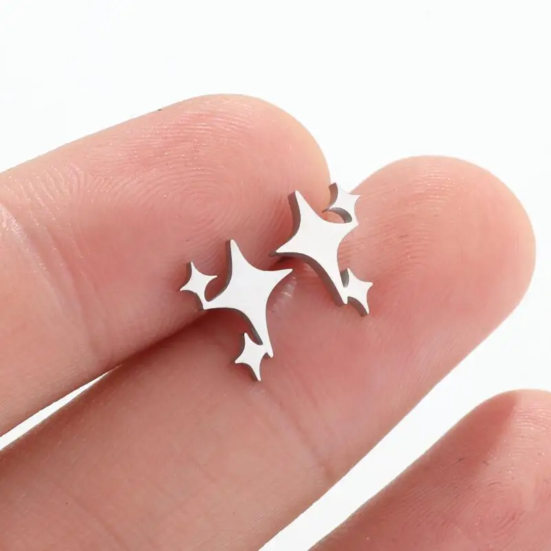 DIY accessories Korean version stainless steel five-pointed star stud earrings women's cold wind temperament jewelry niche desig