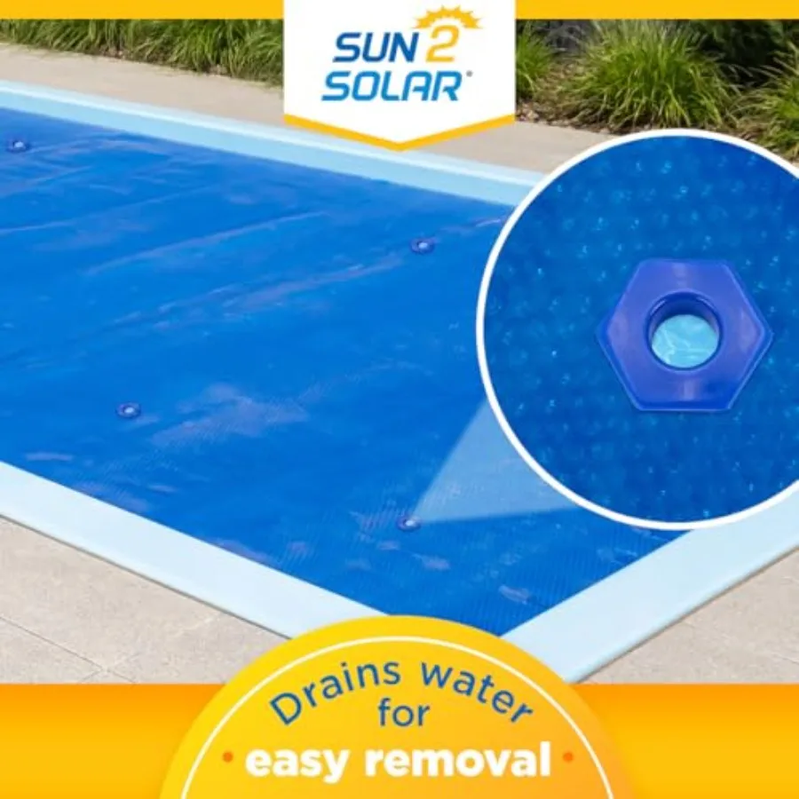 Blue 14 ft x 28 ft Rectangle Pool Solar Cover 800 Series Heat Retaining Solar Blanket for Heating Rectangular Inground Above Gr