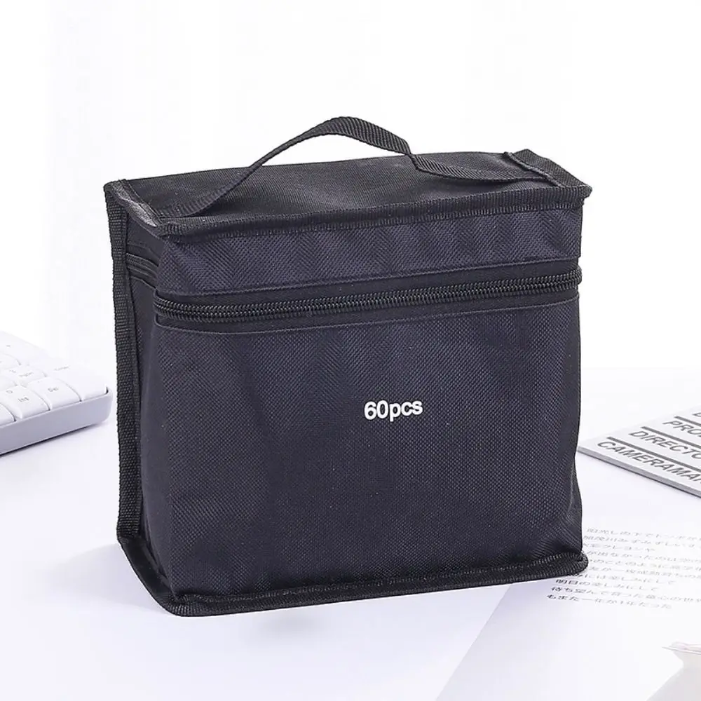 

30/40/60/80Pcs Markers Large Capacity Zipper Black Folding Art Markers Zipper Canvas Storage Pencil Bag Pen Organizer Stationery