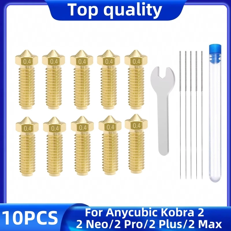 

10PCS Brass Nozzles for Anycubic Kobra 2, 3D Printer Parts 10PCS Nozzles Kit for Kobra 2, 2 Neo, 2 Pro, 2 Plus, Kobra 2 Max