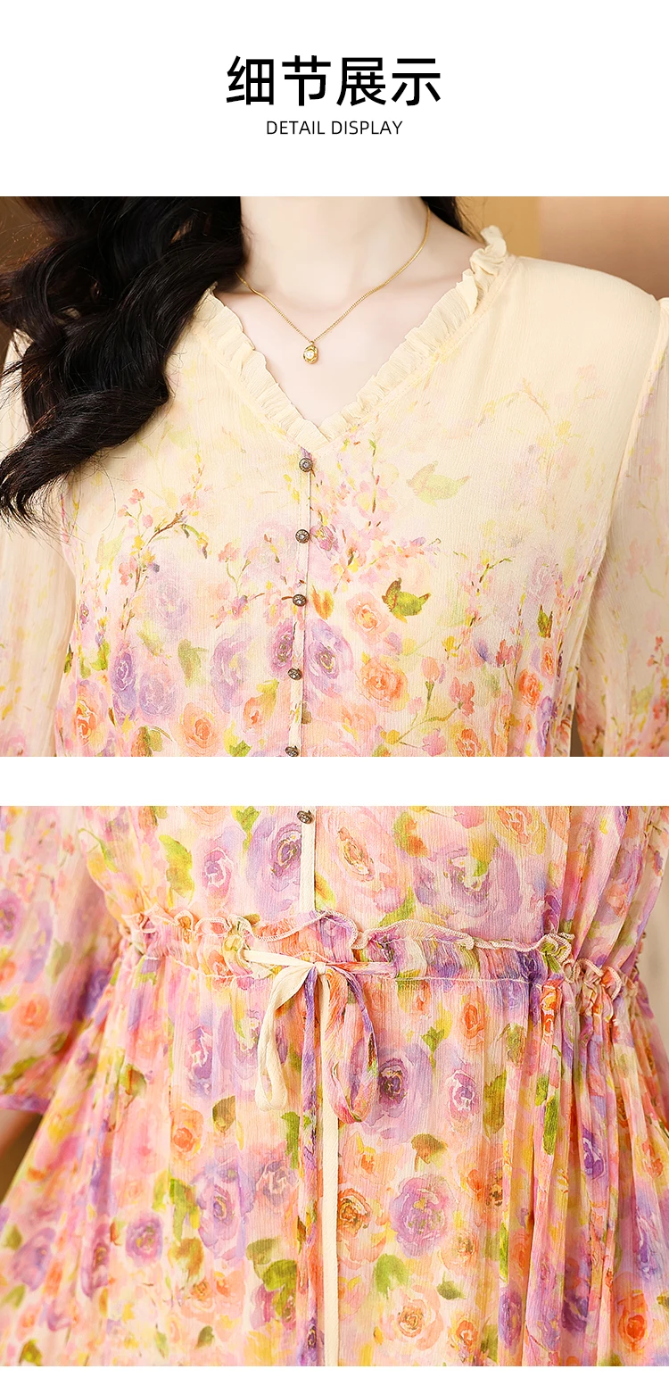 2025, Frühlingsurlaub, Boho, Strandurlaub, Maxi-Kleid für Damen, Vintage-Druck, eleganter Abend, Abschlussball, Sommer, luxuriöses Seiden-Midikleid