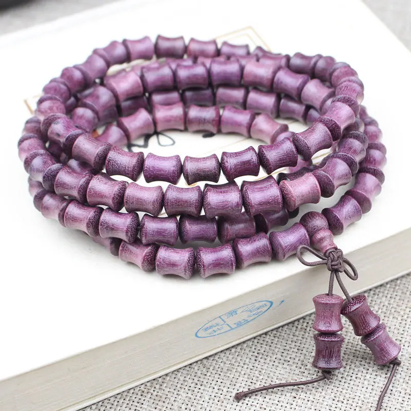 

Factory Wholesale Purple Perilla Wooden Bracelet108Bamboo Joint Buddha Beads Rosary Rose Rosewood Violet Men and Women Jewelry