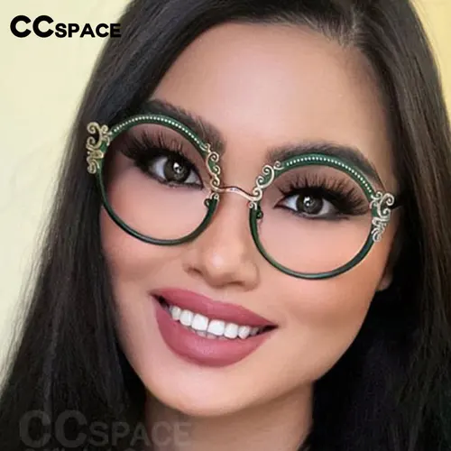 53265 Monturas de gafas redondas ópticas de metal de lujo para hombres y mujeres, gafas de moda