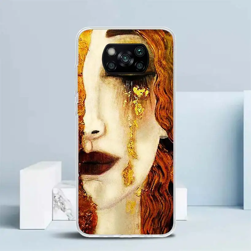 Kiss by Gustav Klimt Desig Soft Cover for Xiaomi Poco X5 Pro X4 Gt X3 Nfc M5S Print Phone Case M4 M3 M2 F3 F2 F1 Mi Note 10 Lite