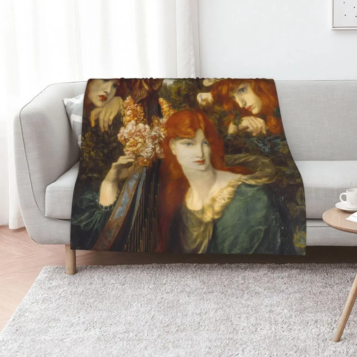 La Ghirlandata (1873) by Dante Gabriel Rossetti Throw Blanket Loose Softest Sofa Quilt Large warm winter Retros Blankets