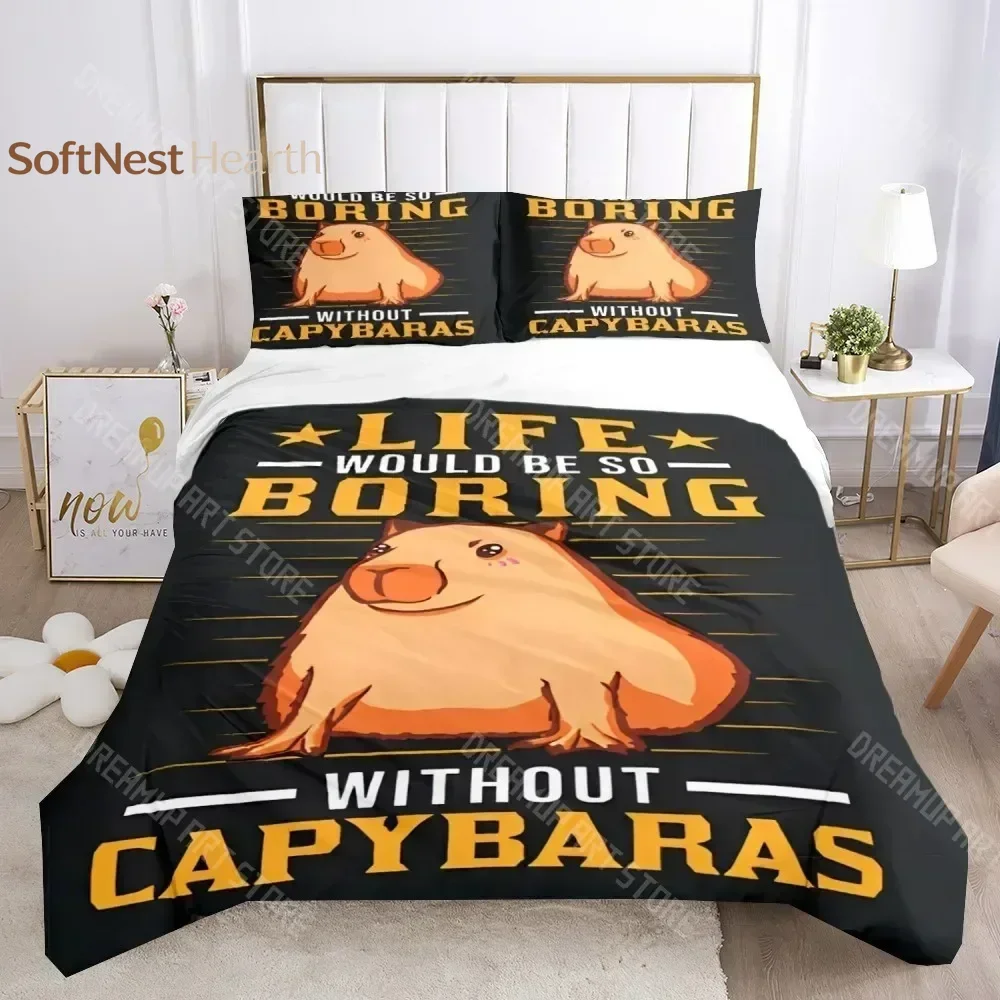 2026 3D Print Funny Capybara Anime Duvet Cover Kawaii Animals Bedding Set Soft Quilt Cover Full Size For Boy Teens Bedroom Decor