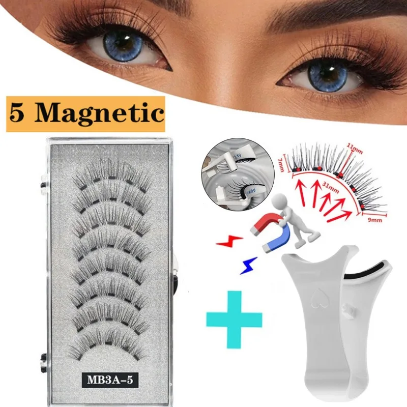 3d Natuurlijke Magnetische Wimpers Met 5 Magnetische Wimpers Verzending Doos Wimpers Handgemaakte Valse Gift Herbruikbare Ondersteuning Druppel Magnetische