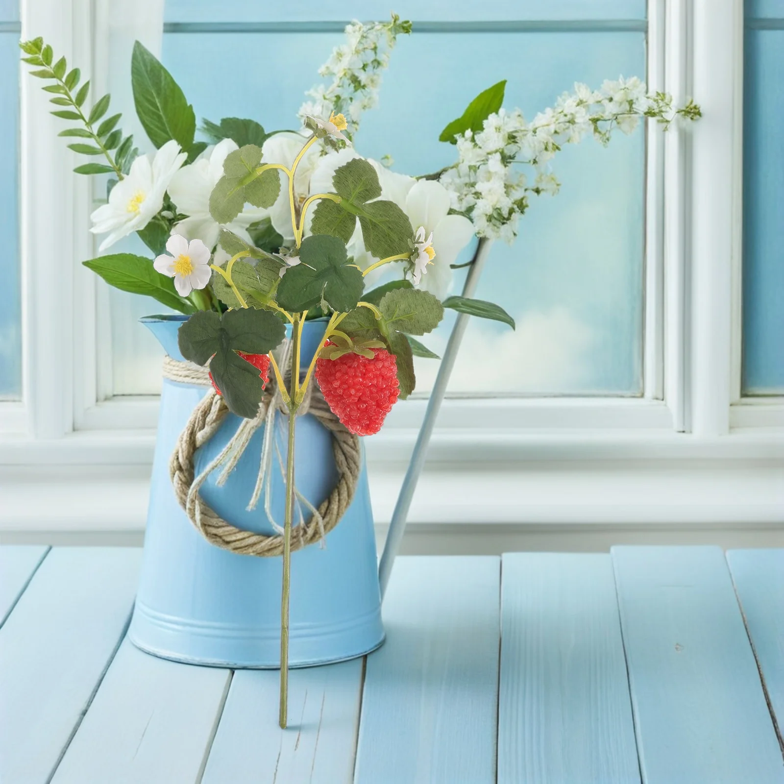 

5pcs Artificial Strawberry Branch Realistic Faux Fruit Pick Simulation Plant For Home Decor Wedding Table Farmhouse Display