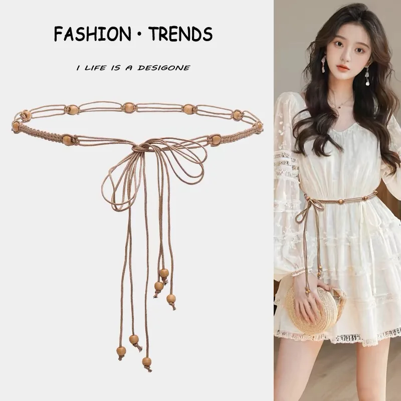 

Bohemian Braided Waist Chain for Women Summer Dress Fashion Woven Belt for Ladies