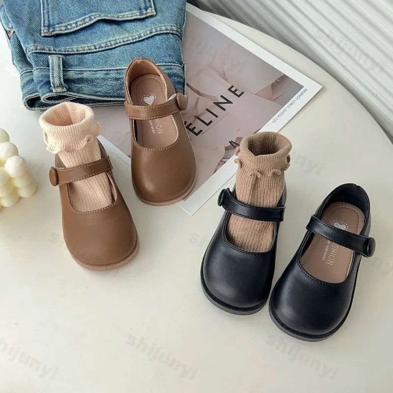 

Children Dress Leather Shoes Spring 2026 Girls Princess Shoes Mary Janes Round Toe Soft Sole Kids Flat School Performance Shoe