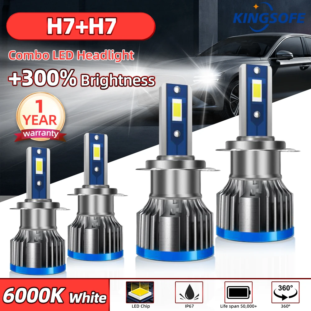 

4 шт., автомобильные мини-лампы H7 + H7, 3570 к, 12 В