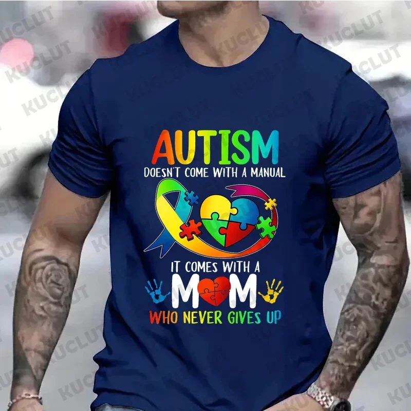 Men\'s Clothing Autism Mom Dad Doesn\'t Come T-shirts Autism Awarenes Men Y2k Tops  Autism Family Matching Men\'s Tshirts Clothes