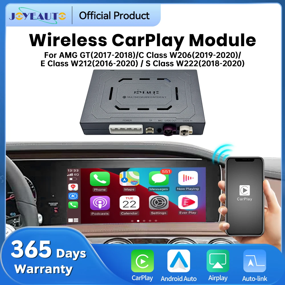 JoyeAuto Wireless CarPlay Android Auto Module for Mercedes-Benz 2016-2020 AMG GT/C Class W206/E Class W212/S Class W222 Airplay